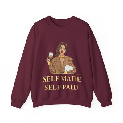 Self Made Self Paid Crewneck Sweatshirt - Empowering Statement Sweatshirt for Ambitious Individuals