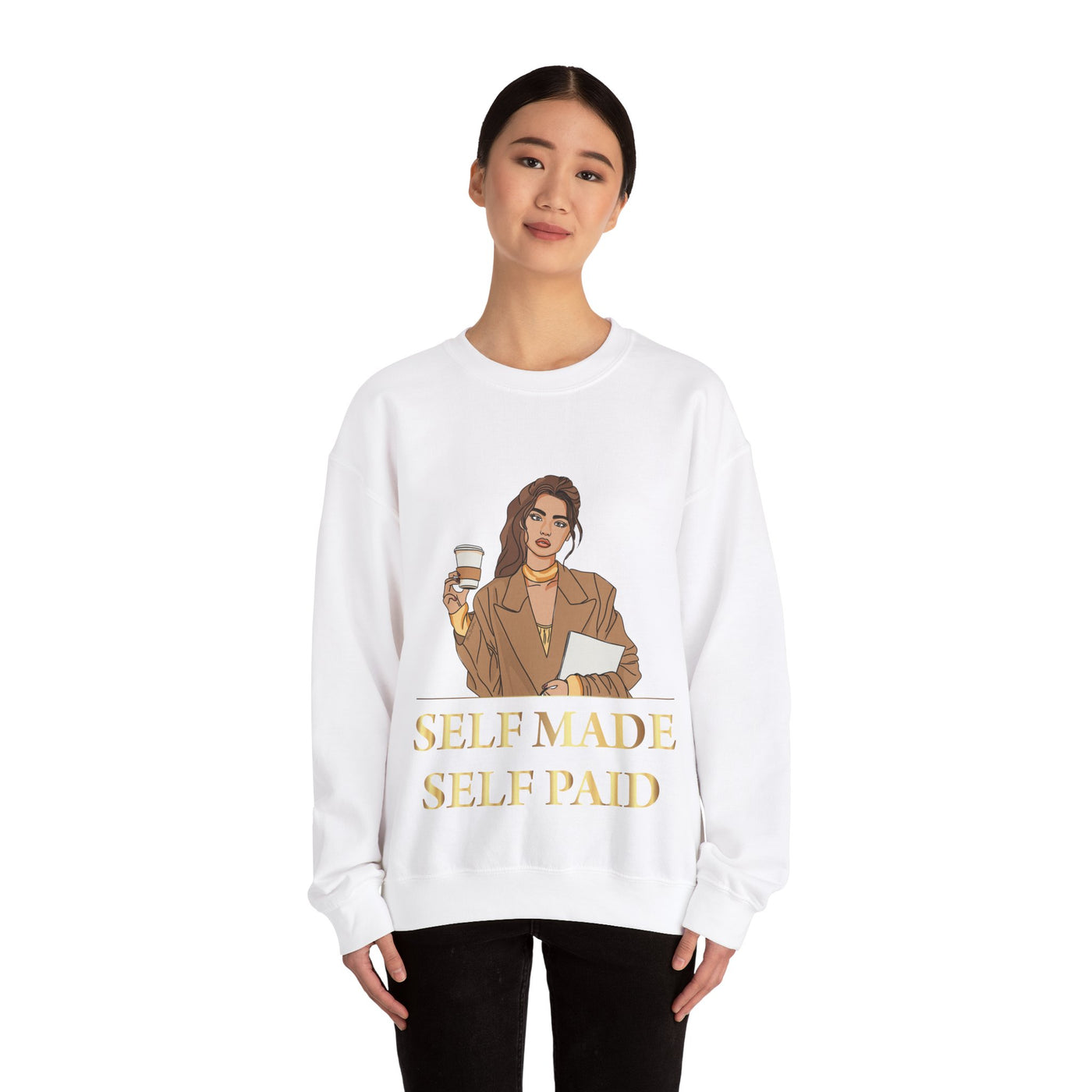 Self Made Self Paid Crewneck Sweatshirt - Empowering Statement Sweatshirt for Ambitious Individuals