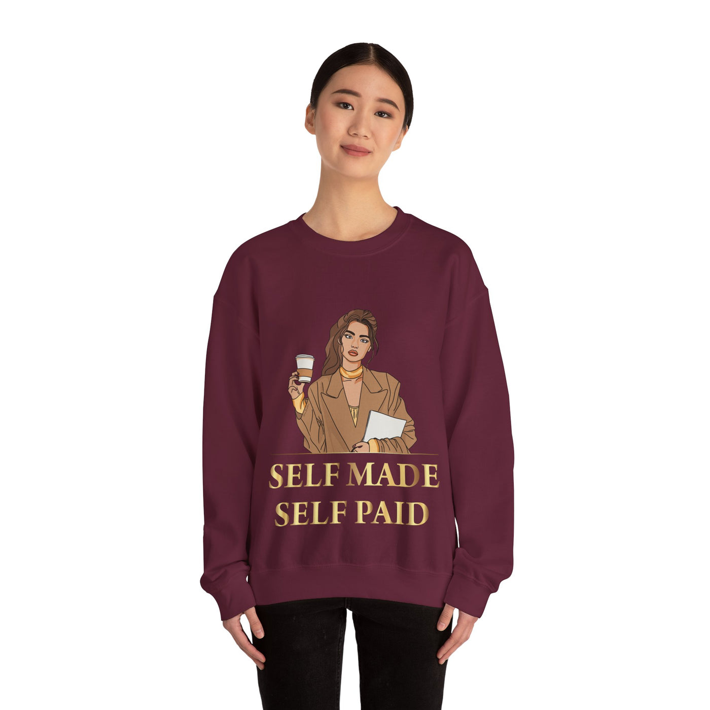 Self Made Self Paid Crewneck Sweatshirt - Empowering Statement Sweatshirt for Ambitious Individuals