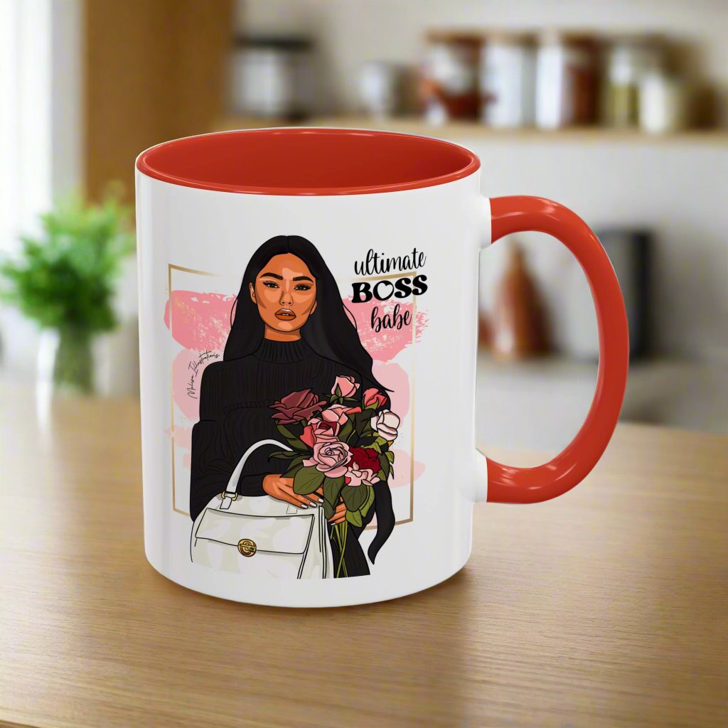 Ultimate Boss Babe Coffee Mug - Floral Design, Empowering Drinkware for Women