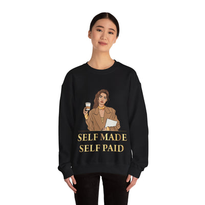 Self Made Self Paid Crewneck Sweatshirt - Empowering Statement Sweatshirt for Ambitious Individuals