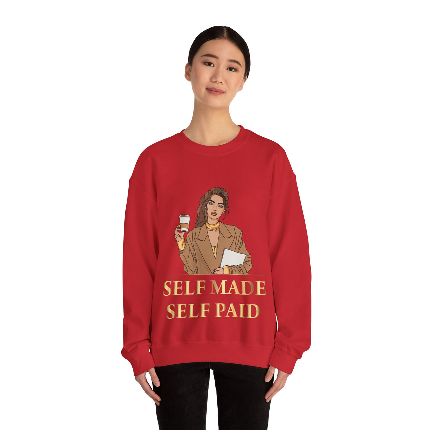 Self Made Self Paid Crewneck Sweatshirt - Empowering Statement Sweatshirt for Ambitious Individuals