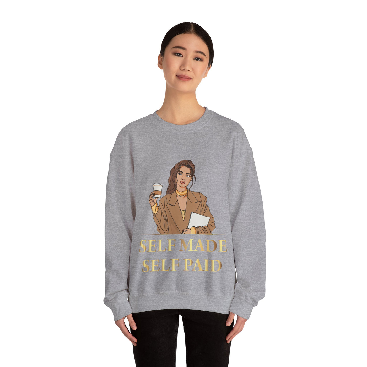 Self Made Self Paid Crewneck Sweatshirt - Empowering Statement Sweatshirt for Ambitious Individuals