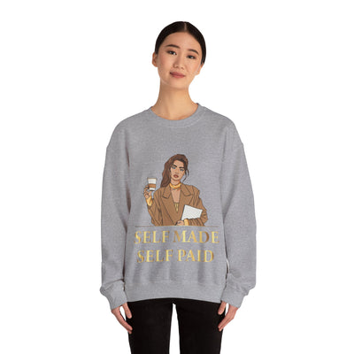 Self Made Self Paid Crewneck Sweatshirt - Empowering Statement Sweatshirt for Ambitious Individuals