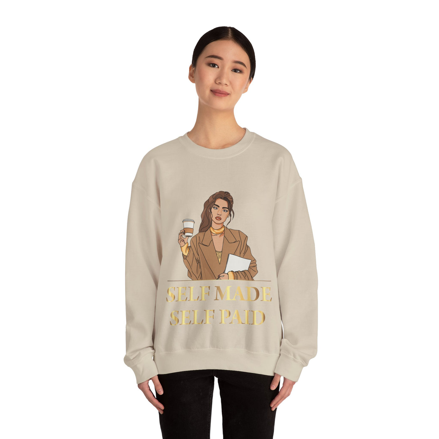 Self Made Self Paid Crewneck Sweatshirt - Empowering Statement Sweatshirt for Ambitious Individuals